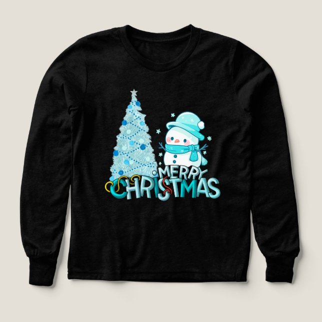  Snowman Merry Christmas Santa Tree Snow Tshirt (Diseño frontal)