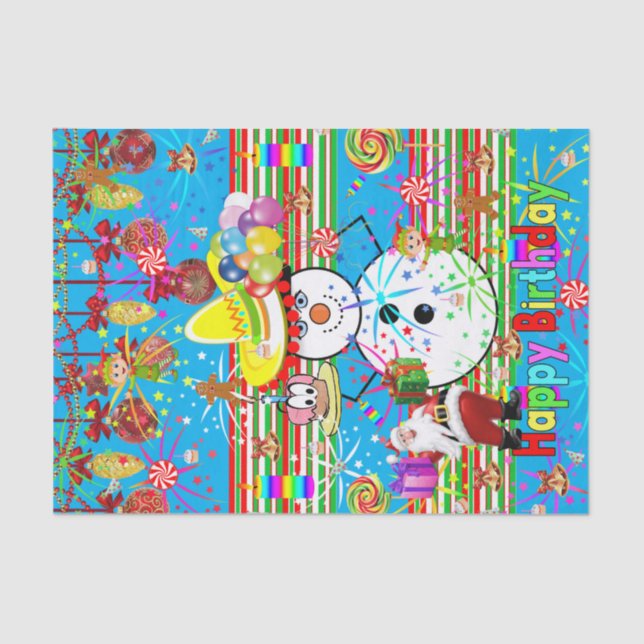 Snowman, Navidades de Papel Tejido Feliz Cumpleaño (Anverso)