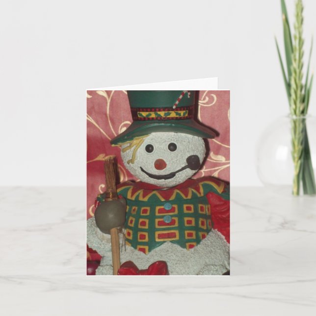 Snowman Photo Folded Note Card (Anverso)