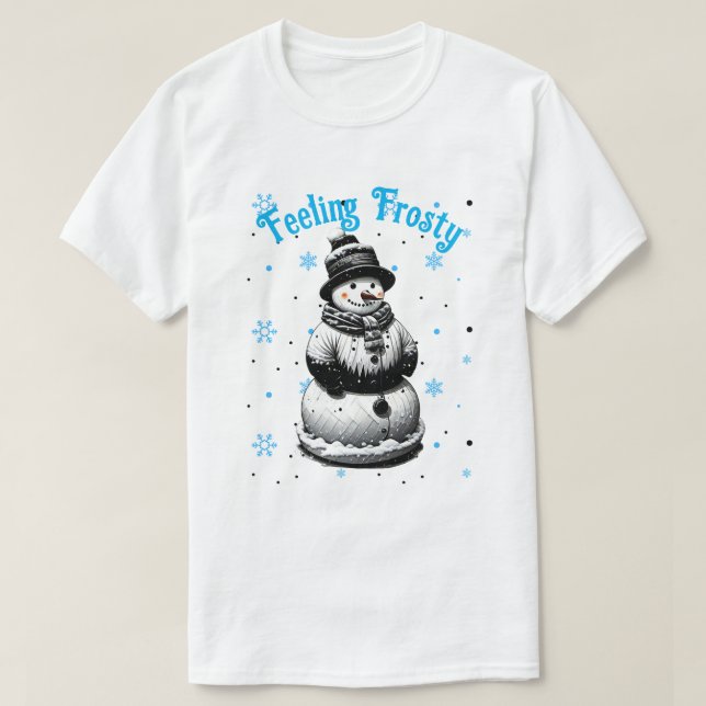 Snowman siente la camiseta de los Navidades congel (Diseño del anverso)