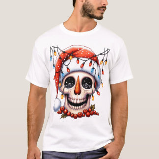Snowman Skull, Navidades de la camiseta de Jolly S