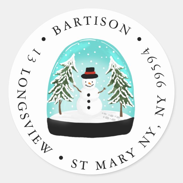 snowman snow globe company Classic Round Pegatina (Anverso)