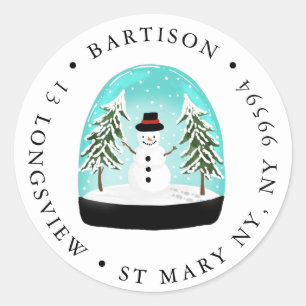 snowman snow globe company Classic Round Pegatina