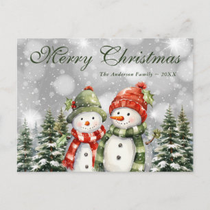 Snowman Snowy Forest Feliz Navidad