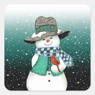 Snowman sonriente, cardenal en Pegatinas de tormen