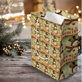 Snowman vintage - Bolsa de regalo para Navidad Fel