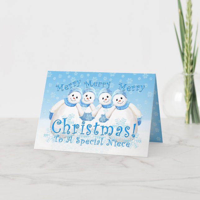 Snowman Wonderland para tarjeta de sobrina (Anverso)