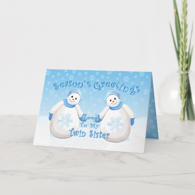 Snowman Wonderland por tarjeta de hermana gemela (Anverso)
