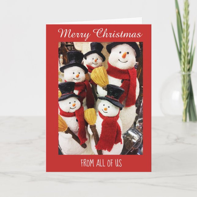 Snowmen de todos nosotros Feliz Tarjeta de Navidad (Anverso)