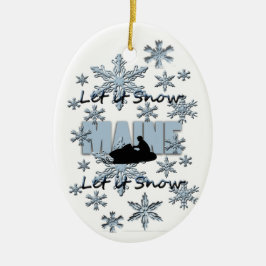 Snowmobile Let it Snow Maine Ornamento de Navidad