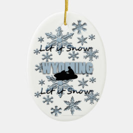 Snowmobile Let it Snow Wyoming Ornamento navideño