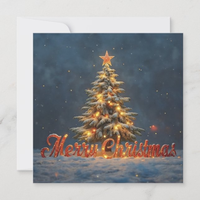 Snowy Christmas Tree with Warm Lights (Anverso)