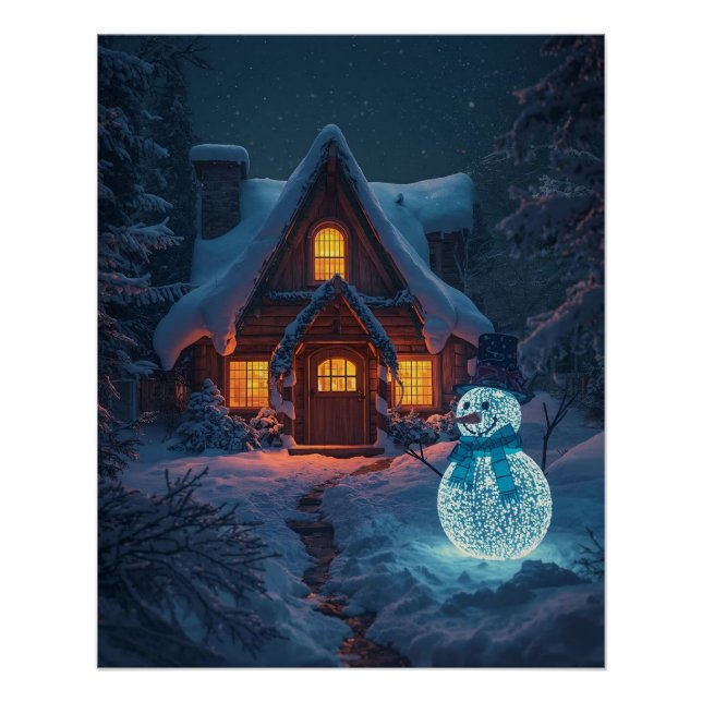 Snowy Cottage House Poster (Anverso)