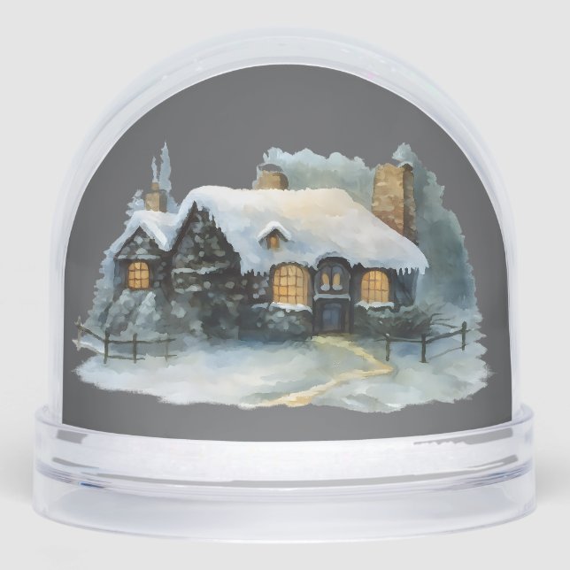 Snowy Cottage Winter Scenenery Vintage Cozy  (Anverso)