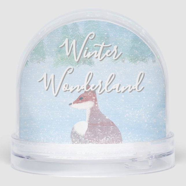 Snowy Fox Winter Wonderland Snow Globe (Reverso)