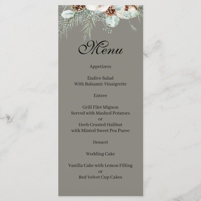 Snowy Greenery Menu (Anverso)