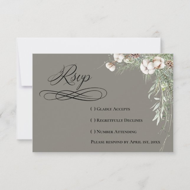 Snowy Greenery RSVP Card (Anverso)