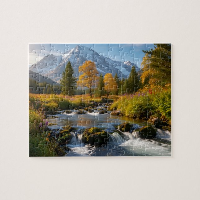 Snowy Mountain Stream Landscape Puzzle (Horizontal)