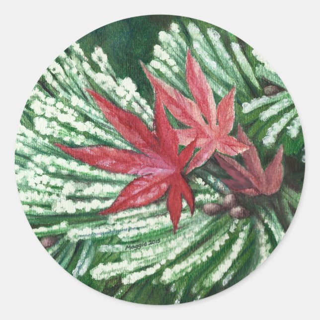 Snowy Pine Pegatina (Anverso)