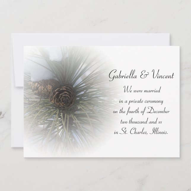 Snowy Pines Matrimonio / Invitación de Elopement (Anverso)
