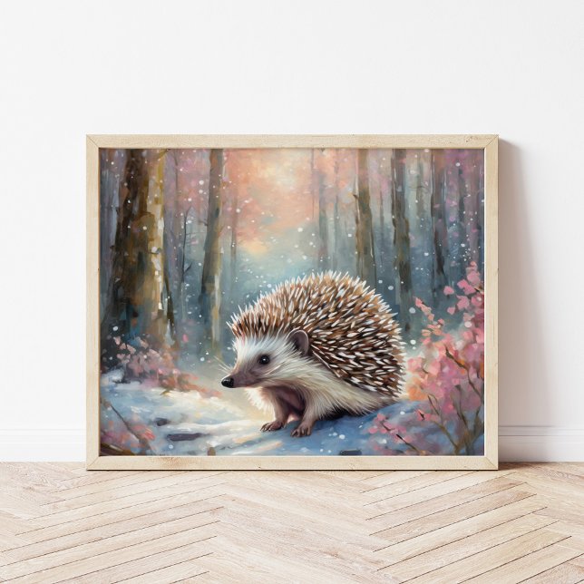 Snowy Winter Hedgehog Arte Moderno (Subido por el creador)