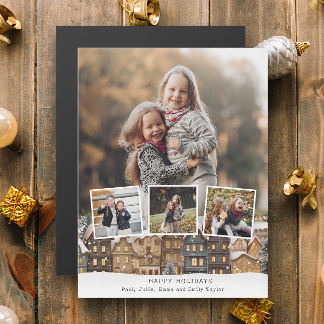 Snowy Winter Village Cuatro Collages de fotos (Subido por el creador)