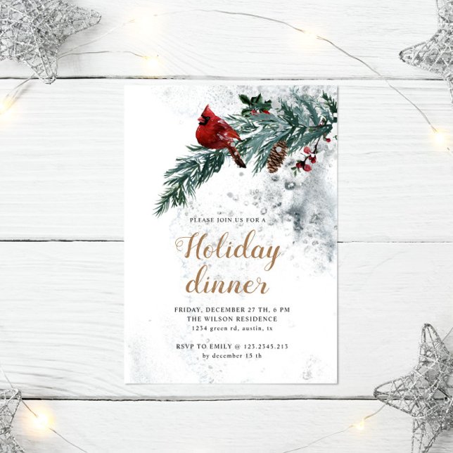 Snowy Woodland Elegante Invitación a cenar (Subido por el creador)