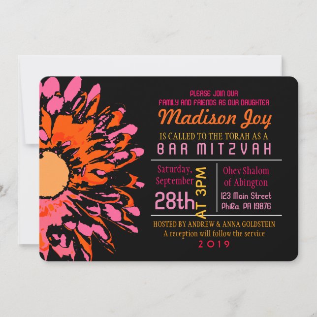 SO BONITO DAISY Bat Mitzvah Invitación (Anverso)