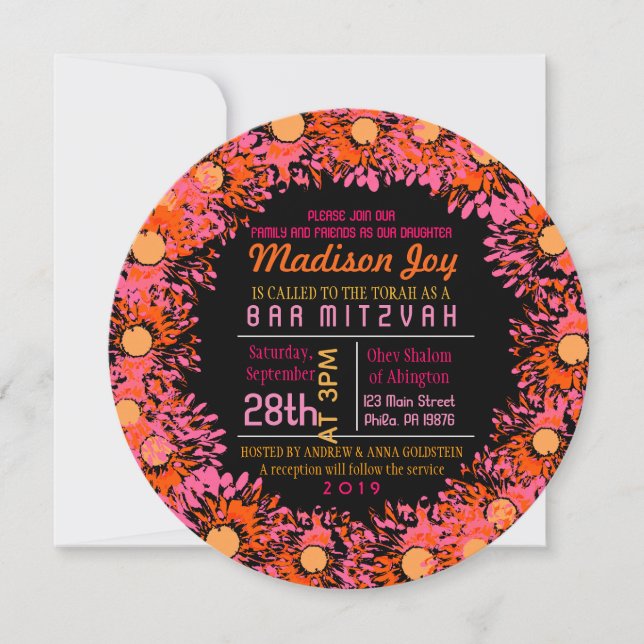 SO BONITO DAISY Bat Mitzvah Invitación (Anverso)