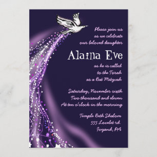 Soaring Dove Bat Bar Mitzvah Invitación morado