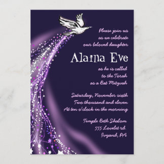 Soaring Dove Bat Bar Mitzvah Invitación morado