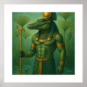 Sobek Crocodile God Poster   Arte de mitos antiguo