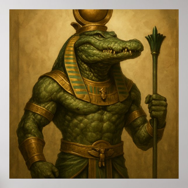 Sobek Poster - Arte de Dios de Cocodrilo Egipcio (Frente)
