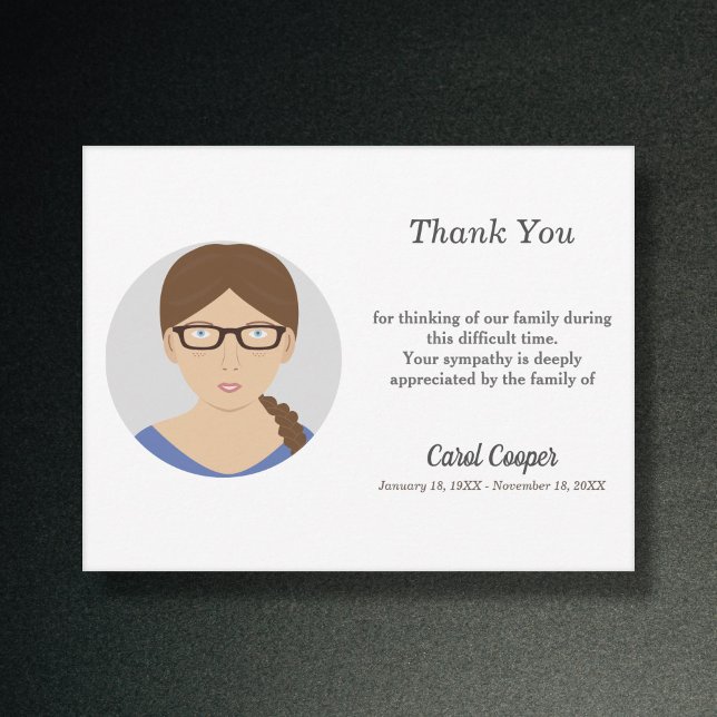 Sober Circle Photo Funeral Gracias Tarjeta de Nota (Sober Circle Photo Funeral Thank You Note Card)