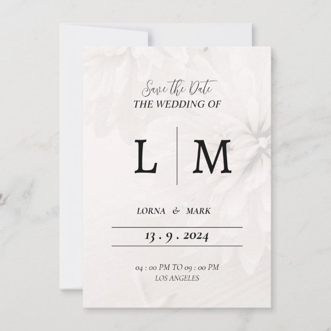 Sobre blanco de la tarjeta de invitación a la boda (Anverso)
