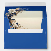 Sobre con Adorno Floral Blanco Azul
