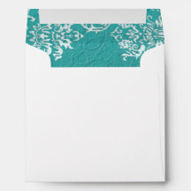 Sobre cuadrado del Boda turquesa de Damask