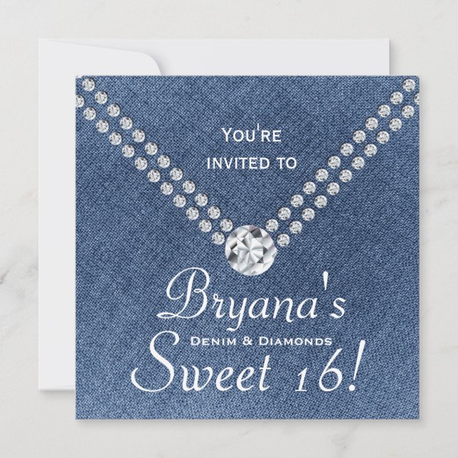 Sobre de Bling Denim Diamonds Invitación Sweet 16 (Anverso)