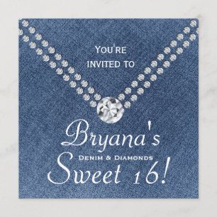 Sobre de Bling Denim Diamonds Invitación Sweet 16