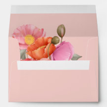 Sobre de boda de amapola acuarela rosa rubor