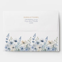 Sobre de boda de Hortensia Champagne Azul Polvorie