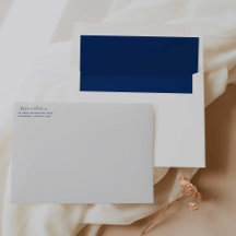 Sobre de invitación a la boda azul simple