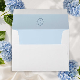 Sobre de Invitación de Boda con Monograma Azul 