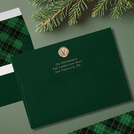 Sobre de Navidad de Cuadro Verde Elegante