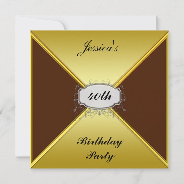 sobre de oro de invitación a fiesta de cumpleaños (Anverso)