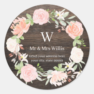 Sobre de sello de dirección de devolución de rosa 