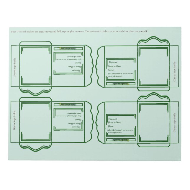 Sobre de Semillas verde Bloc de Notas DIY (Frente)