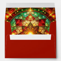 Sobre decorativo rojo verde de vacaciones