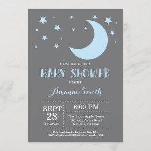 Sobre el azul de la invitación Baby Shower de Moon
