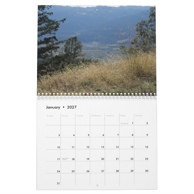 Sobre el calendario de Napa Valley (Jan 2027)